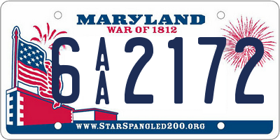 MD license plate 6AA2172