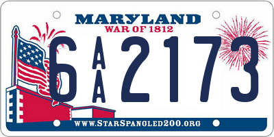 MD license plate 6AA2173