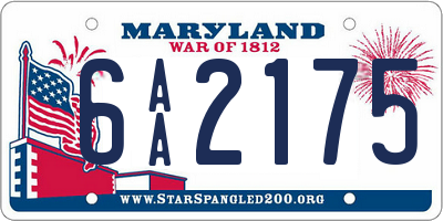 MD license plate 6AA2175