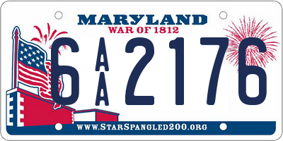 MD license plate 6AA2176