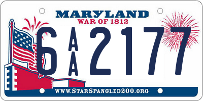 MD license plate 6AA2177