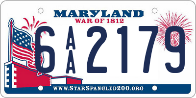 MD license plate 6AA2179