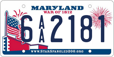 MD license plate 6AA2181