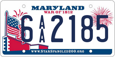 MD license plate 6AA2185