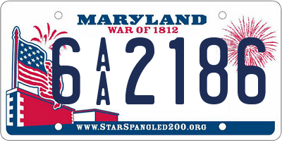 MD license plate 6AA2186