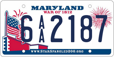 MD license plate 6AA2187