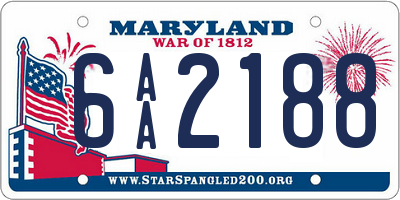 MD license plate 6AA2188