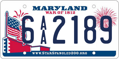 MD license plate 6AA2189