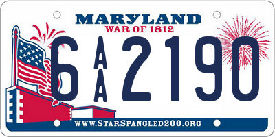 MD license plate 6AA2190