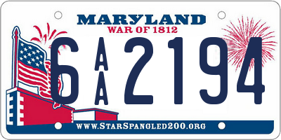 MD license plate 6AA2194