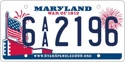 MD license plate 6AA2196