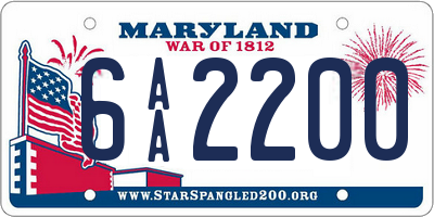 MD license plate 6AA2200