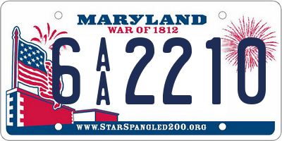 MD license plate 6AA2210