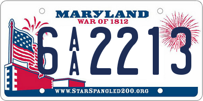 MD license plate 6AA2213