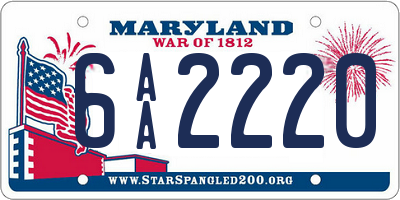 MD license plate 6AA2220