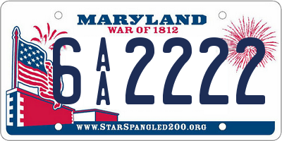 MD license plate 6AA2222