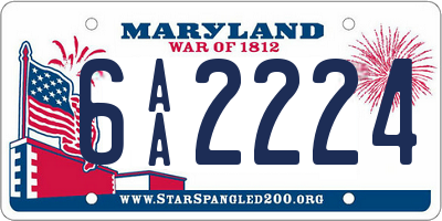 MD license plate 6AA2224