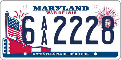 MD license plate 6AA2228