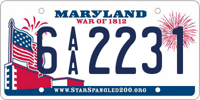 MD license plate 6AA2231