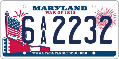 MD license plate 6AA2232