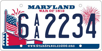 MD license plate 6AA2234
