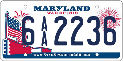 MD license plate 6AA2236