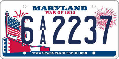 MD license plate 6AA2237