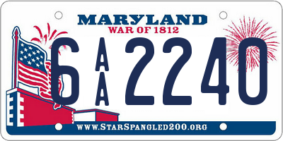 MD license plate 6AA2240