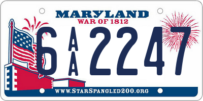 MD license plate 6AA2247