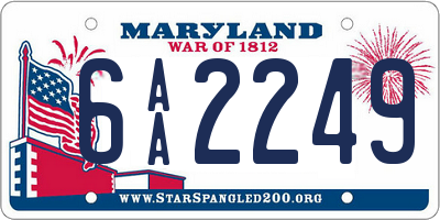 MD license plate 6AA2249