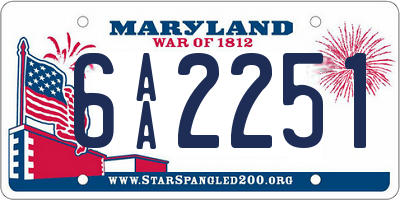 MD license plate 6AA2251