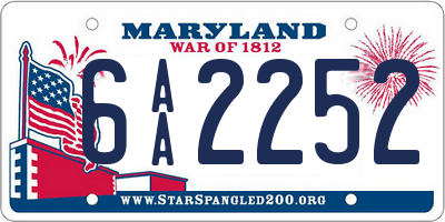 MD license plate 6AA2252