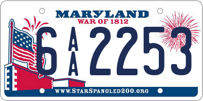 MD license plate 6AA2253