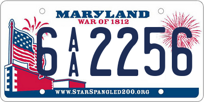 MD license plate 6AA2256