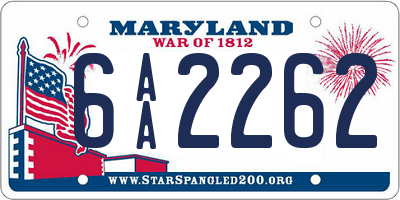 MD license plate 6AA2262