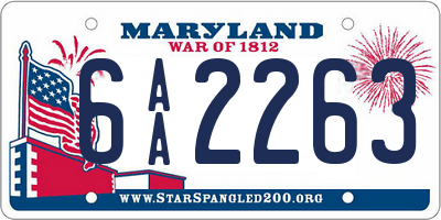 MD license plate 6AA2263