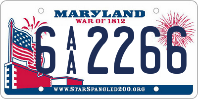 MD license plate 6AA2266