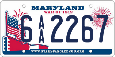 MD license plate 6AA2267