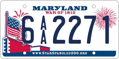 MD license plate 6AA2271