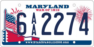 MD license plate 6AA2274