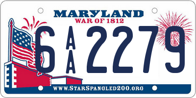 MD license plate 6AA2279