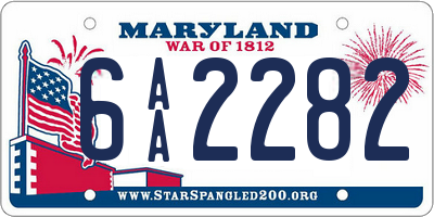 MD license plate 6AA2282