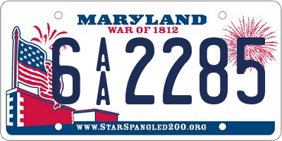 MD license plate 6AA2285