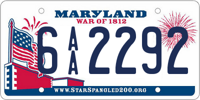 MD license plate 6AA2292