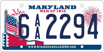 MD license plate 6AA2294