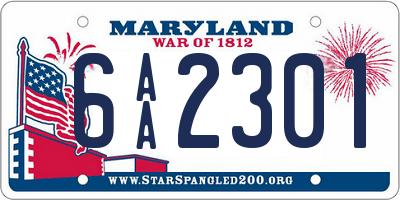 MD license plate 6AA2301