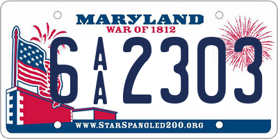 MD license plate 6AA2303