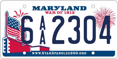 MD license plate 6AA2304