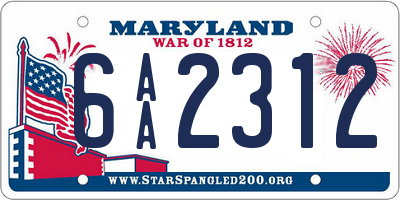 MD license plate 6AA2312