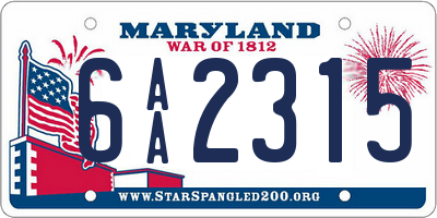 MD license plate 6AA2315